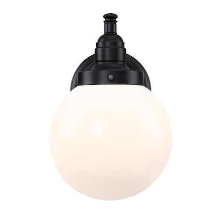 Westinghouse Fixture Wall Outdoor 60W Dusk to Dawn Eddystone Mt, Black Glassobe Wh Opl Glass 6121400